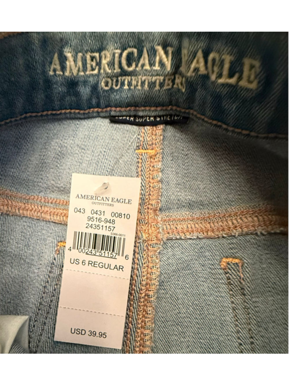 American Eagle Skinny Jeans Jeggings Size 6 Blue NWT - Picture 6 of 16